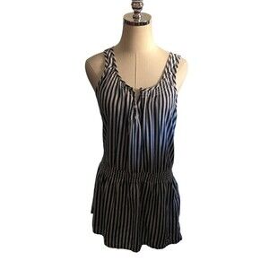 Hollister Mini Dress Women's Size Large Navy White Stripes Sleeveless